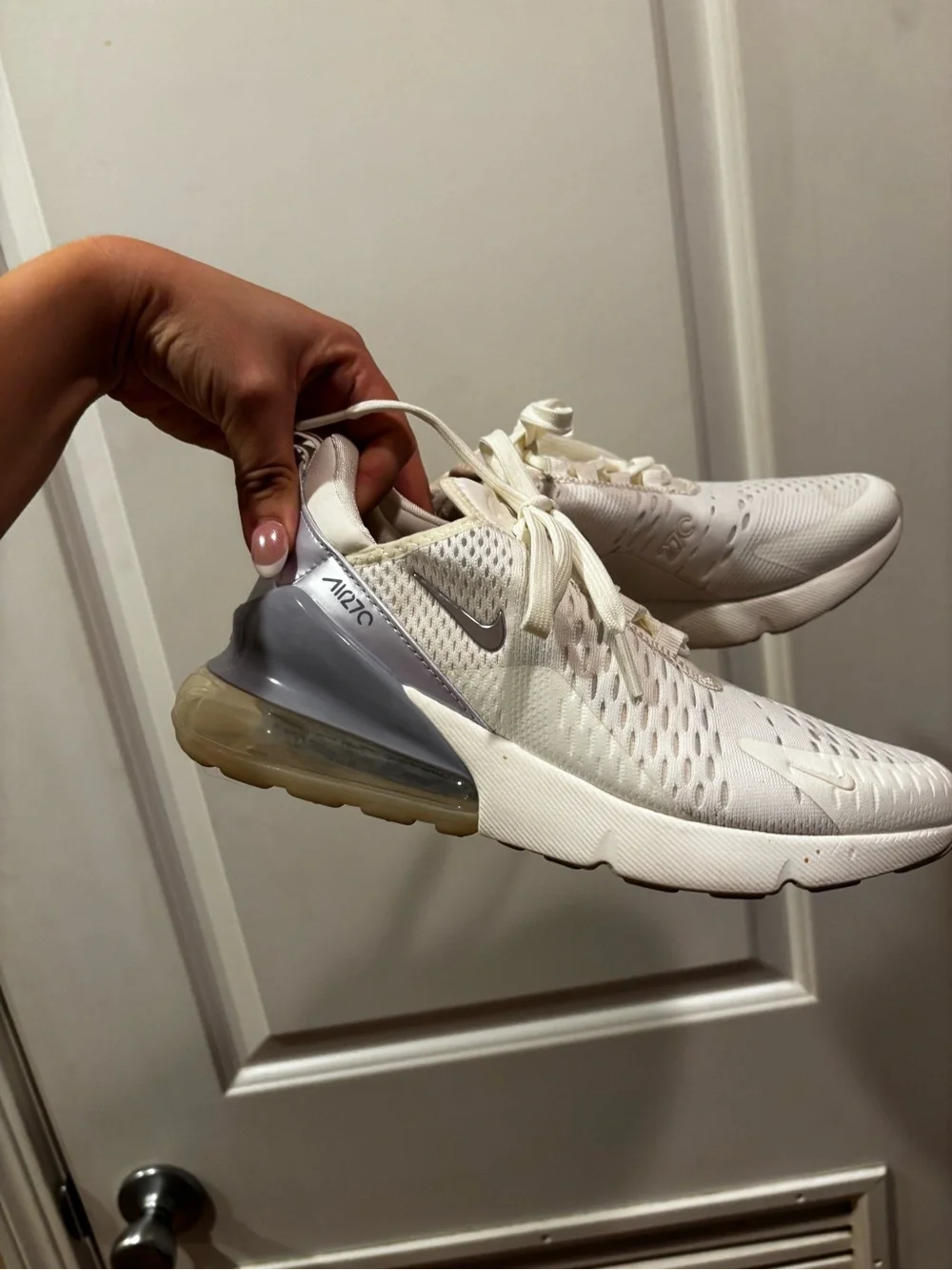 Nike Women’s Air Max 270 Sneakers in White and Light Gray